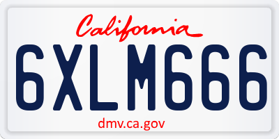 CA license plate 6XLM666