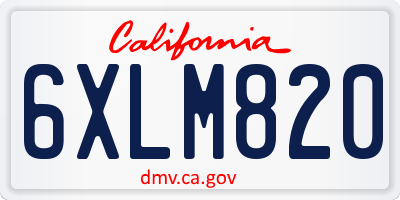 CA license plate 6XLM820