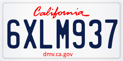 CA license plate 6XLM937
