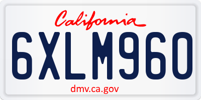 CA license plate 6XLM960