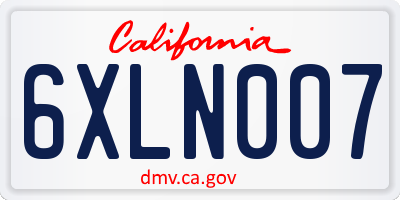CA license plate 6XLN007