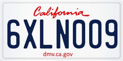 CA license plate 6XLN009