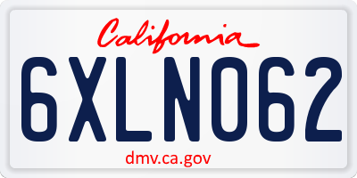 CA license plate 6XLN062