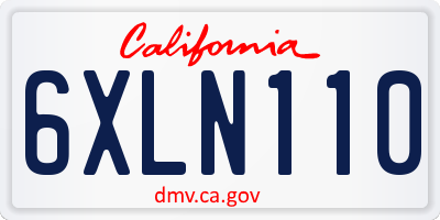CA license plate 6XLN110