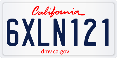 CA license plate 6XLN121