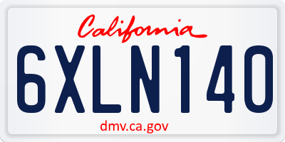 CA license plate 6XLN140