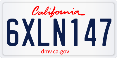 CA license plate 6XLN147