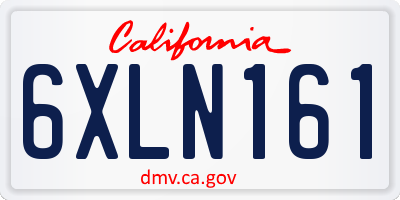 CA license plate 6XLN161