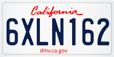 CA license plate 6XLN162