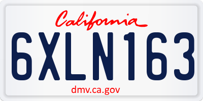 CA license plate 6XLN163