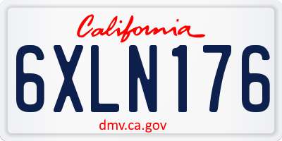 CA license plate 6XLN176