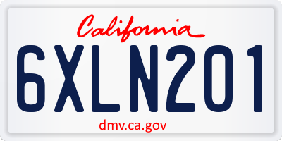 CA license plate 6XLN201