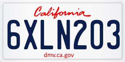 CA license plate 6XLN203