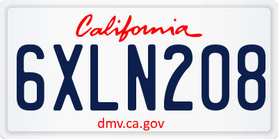CA license plate 6XLN208