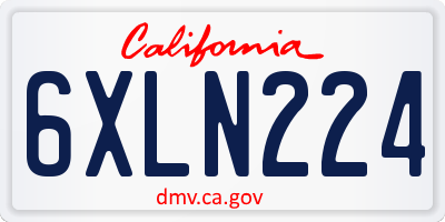 CA license plate 6XLN224