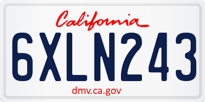CA license plate 6XLN243