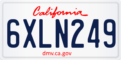 CA license plate 6XLN249