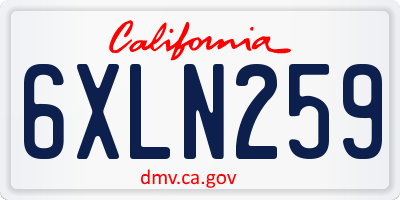 CA license plate 6XLN259