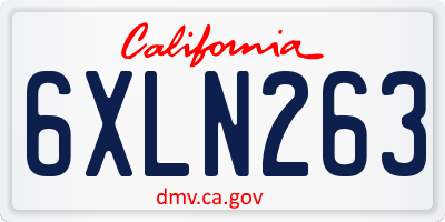 CA license plate 6XLN263