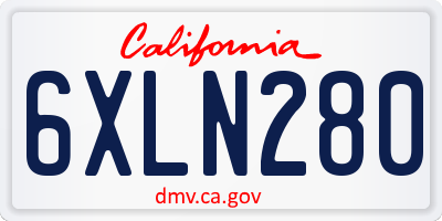 CA license plate 6XLN280