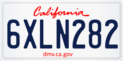 CA license plate 6XLN282