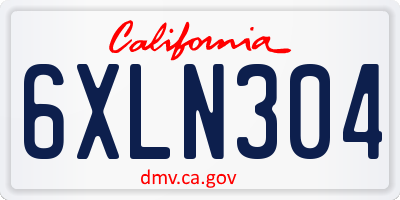 CA license plate 6XLN304