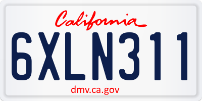 CA license plate 6XLN311