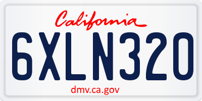 CA license plate 6XLN320