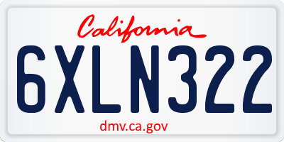 CA license plate 6XLN322