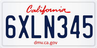 CA license plate 6XLN345