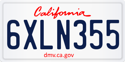 CA license plate 6XLN355