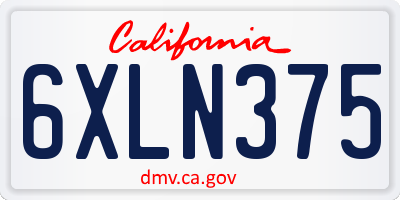 CA license plate 6XLN375