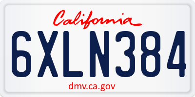 CA license plate 6XLN384