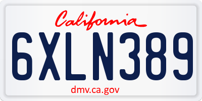 CA license plate 6XLN389