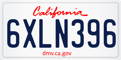 CA license plate 6XLN396