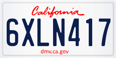 CA license plate 6XLN417
