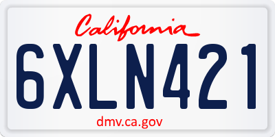 CA license plate 6XLN421