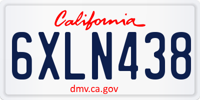 CA license plate 6XLN438