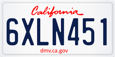 CA license plate 6XLN451