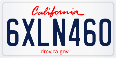 CA license plate 6XLN460