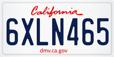 CA license plate 6XLN465