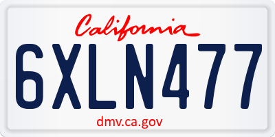 CA license plate 6XLN477