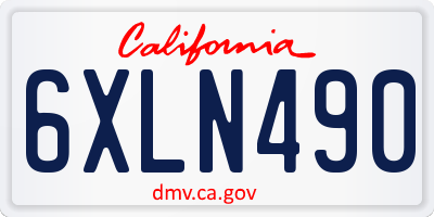 CA license plate 6XLN490