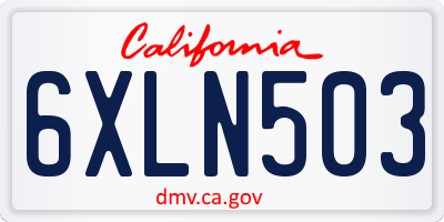 CA license plate 6XLN503