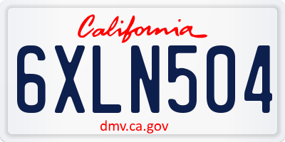 CA license plate 6XLN504