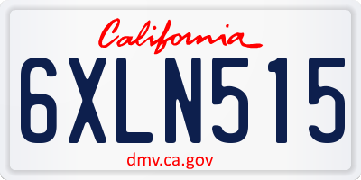 CA license plate 6XLN515