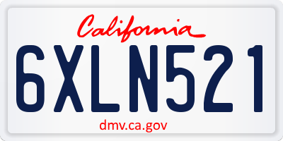 CA license plate 6XLN521