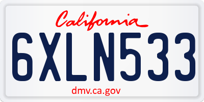 CA license plate 6XLN533