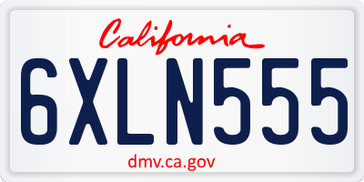 CA license plate 6XLN555