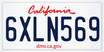 CA license plate 6XLN569